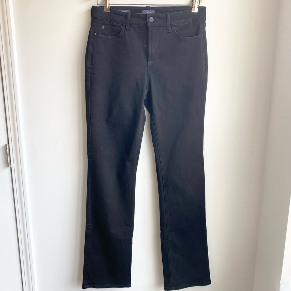 NYDJ Marilyn straight leg black jeans size 8